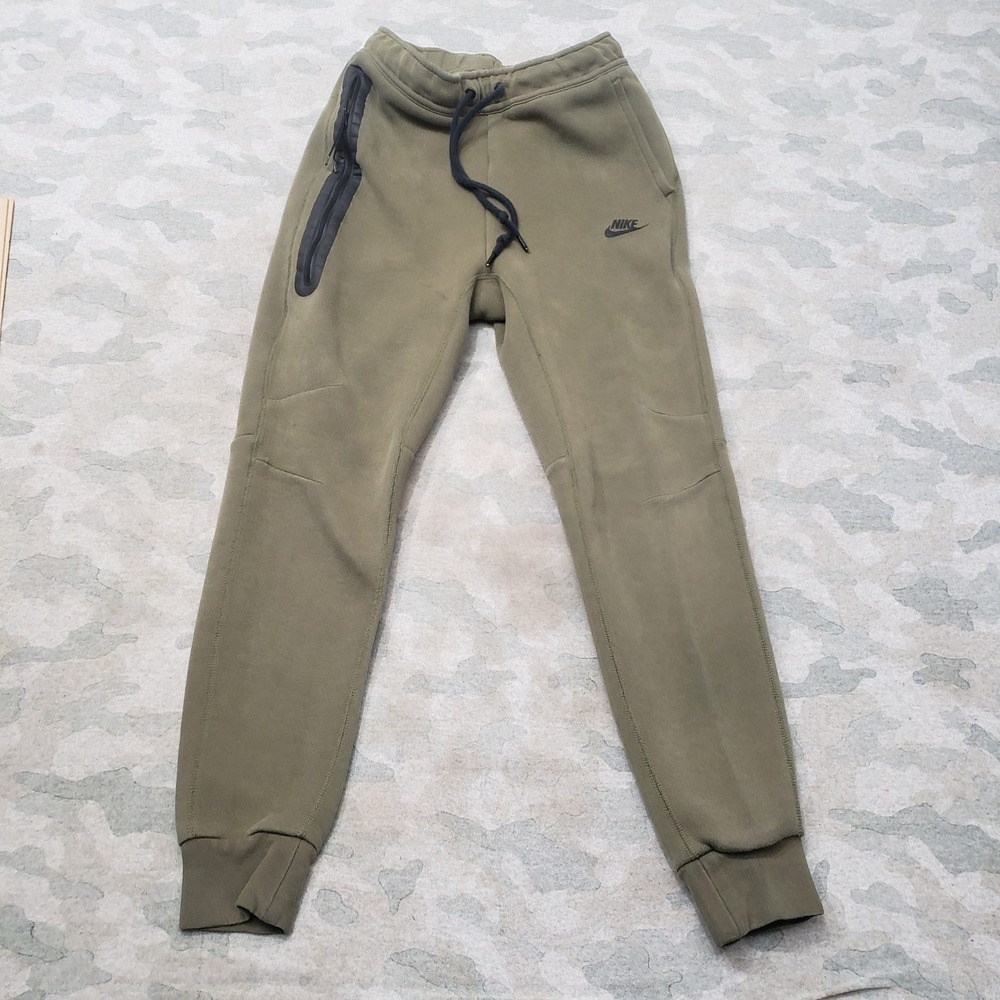 Nike Tech Fleece Joggers Pants Mens Small Green Pockets Drawstring Outdoors Gym
